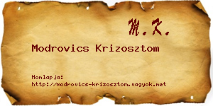 Modrovics Krizosztom névjegykártya